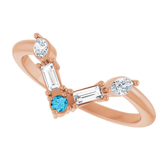 10K White 1/4 CTW Lab-Grown Diamond V Bar Ring