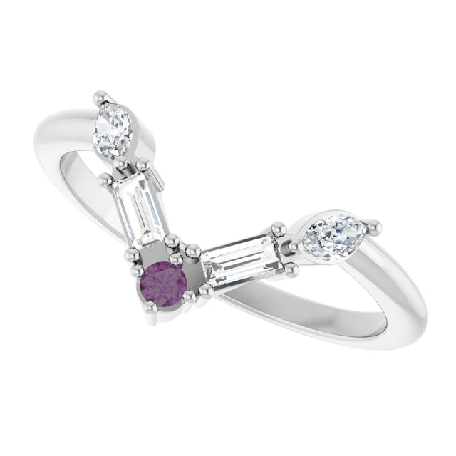 10K White 1/4 CTW Lab-Grown Diamond V Bar Ring