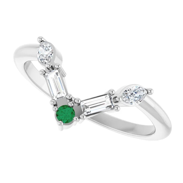 10K White 1/4 CTW Lab-Grown Diamond V Bar Ring