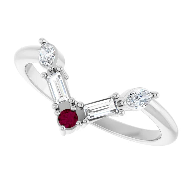 10K White 1/4 CTW Lab-Grown Diamond V Bar Ring