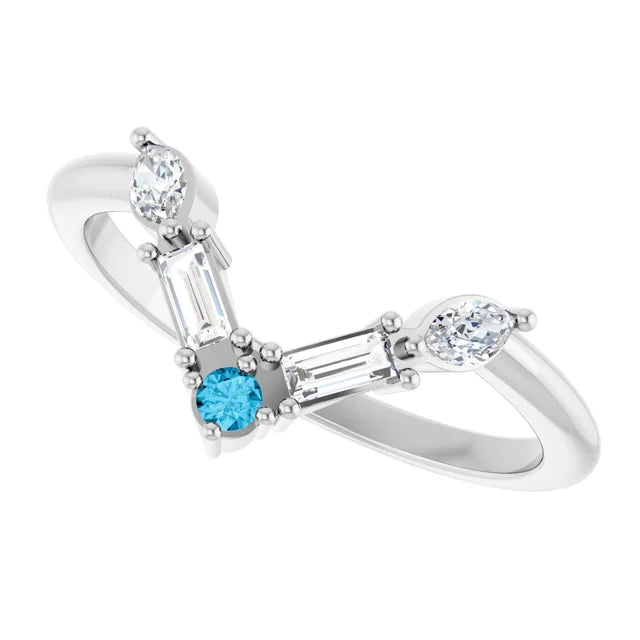 10K White 1/4 CTW Lab-Grown Diamond V Bar Ring
