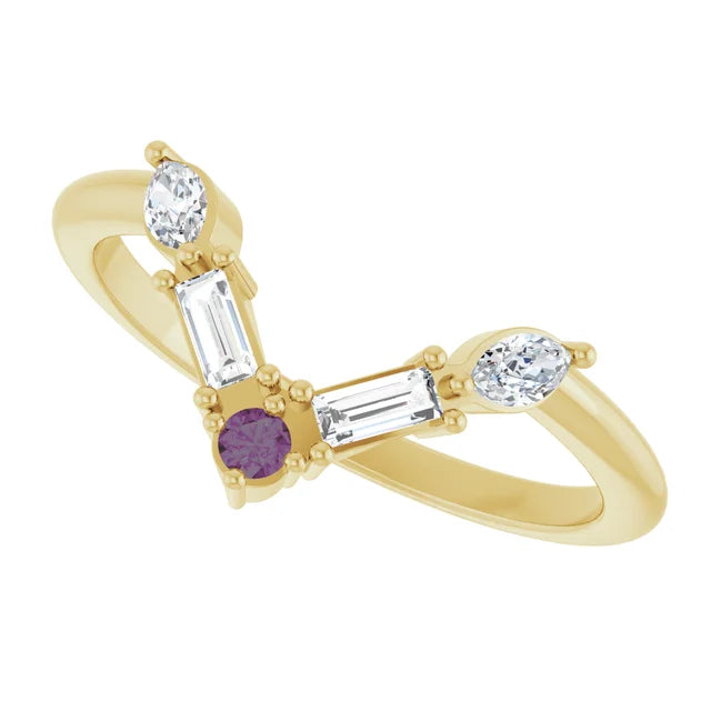 10K White 1/4 CTW Lab-Grown Diamond V Bar Ring
