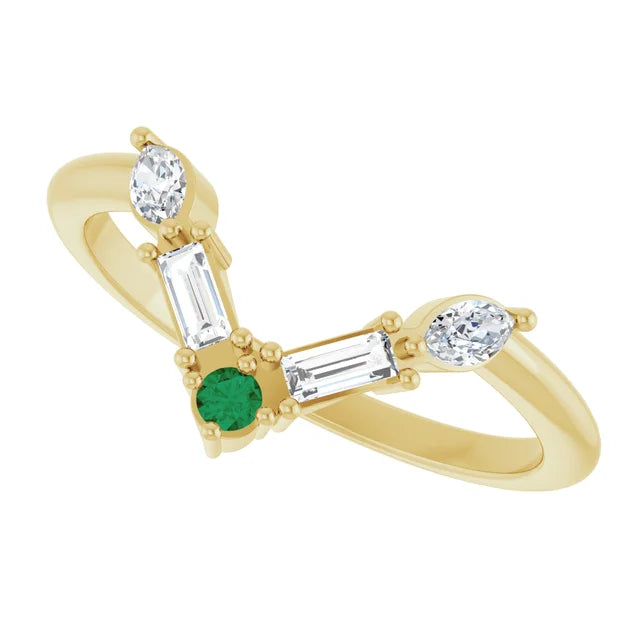 10K White 1/4 CTW Lab-Grown Diamond V Bar Ring