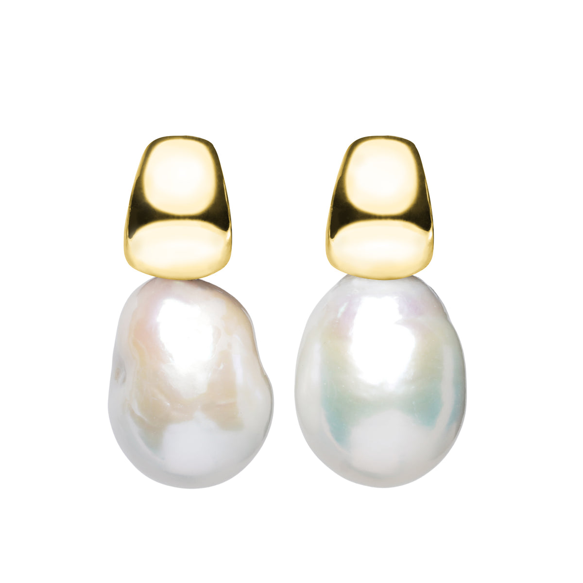 Oval Baroque Pearl Wide Huggie Earrings