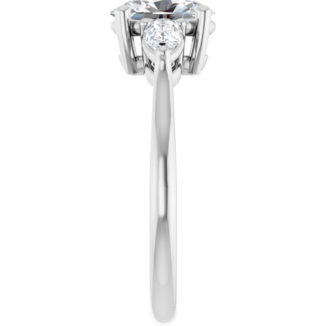 JULIETTE Trilogy Oval Engagement Ring with Pear Cut Accent Diamonds - Platinum - View 4