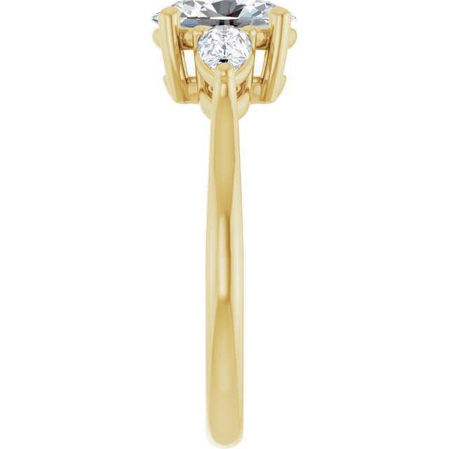 JULIETTE Trilogy Oval Engagement Ring with Pear Cut Accent Diamonds - 18K Yellow Gold - View 4