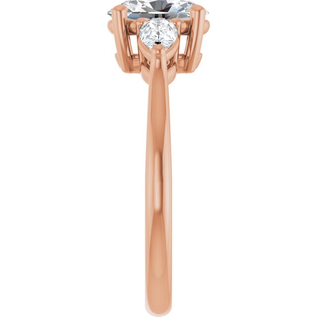 JULIETTE Trilogy Oval Engagement Ring with Pear Cut Accent Diamonds - 18K Rose Gold - View 4