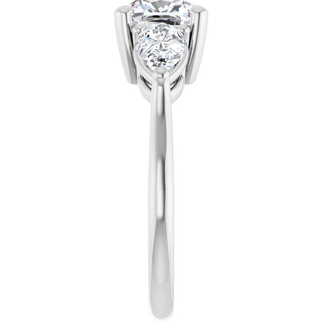 JULIETTE Trilogy Cushion Engagement Ring with Pear Cut Accent Diamonds - Platinum - View 4