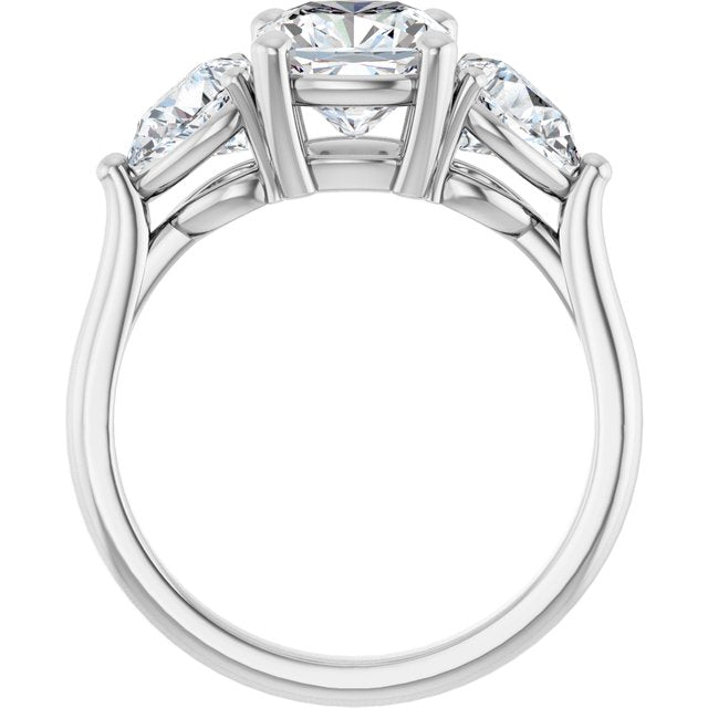 JULIETTE Trilogy Cushion Engagement Ring with Pear Cut Accent Diamonds - Platinum - View 2