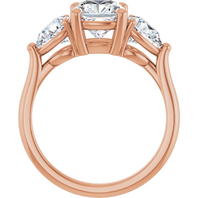 JULIETTE Trilogy Cushion Engagement Ring with Pear Cut Accent Diamonds - 18K Rose Gold - View 2