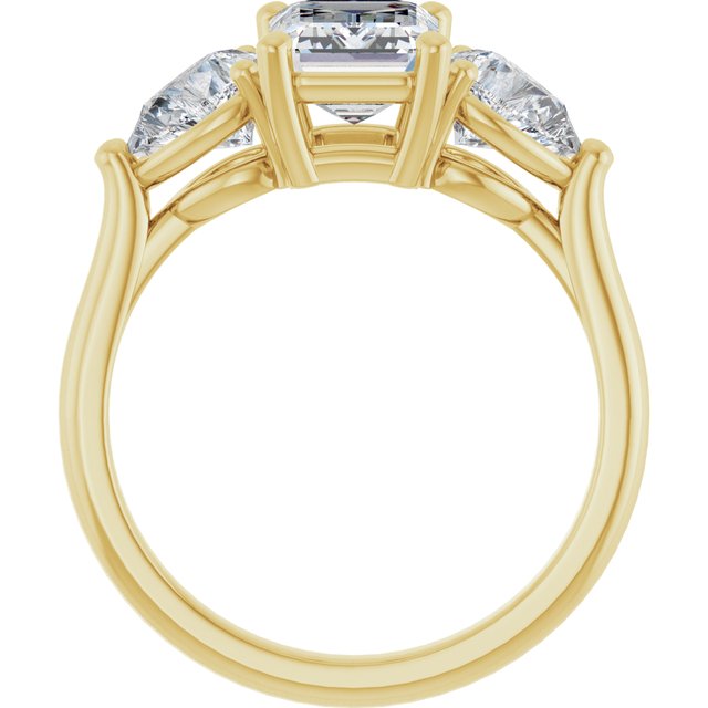 JULIETTE Trilogy Emerald Engagement Ring with Pear Cut Accent Diamonds - 18K Yellow Gold - View 2