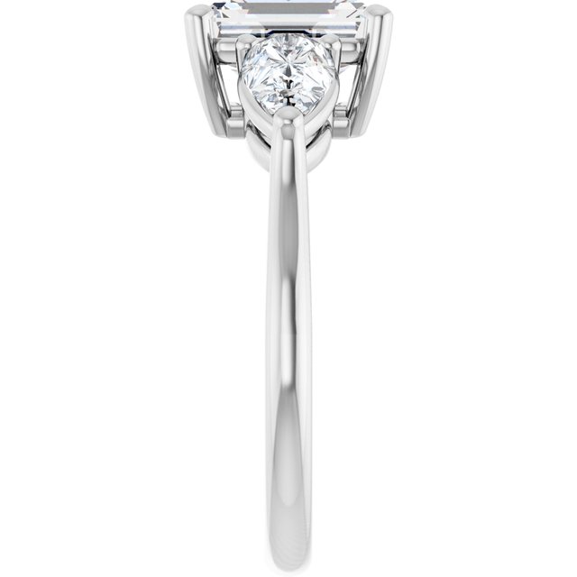 JULIETTE Trilogy Emerald Engagement Ring with Pear Cut Accent Diamonds - Platinum - View 4
