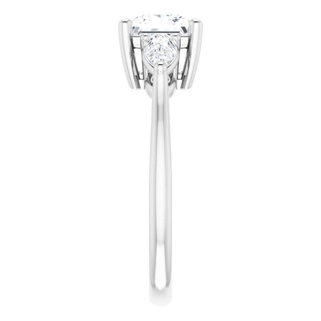 JULIETTE Trilogy Square Engagement Ring with Pear Cut Accent Diamonds - Platinum - View 4