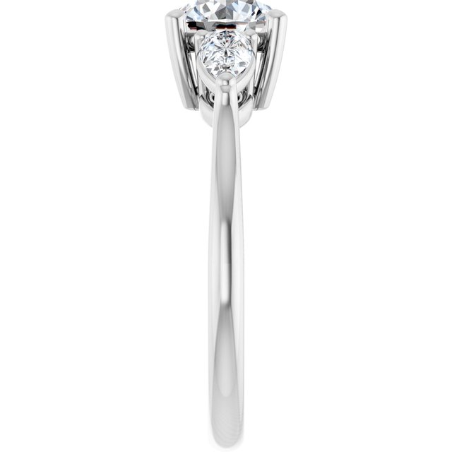 JULIETTE Trilogy Round Engagement Ring with Pear Cut Accent Diamonds - Platinum - View 4