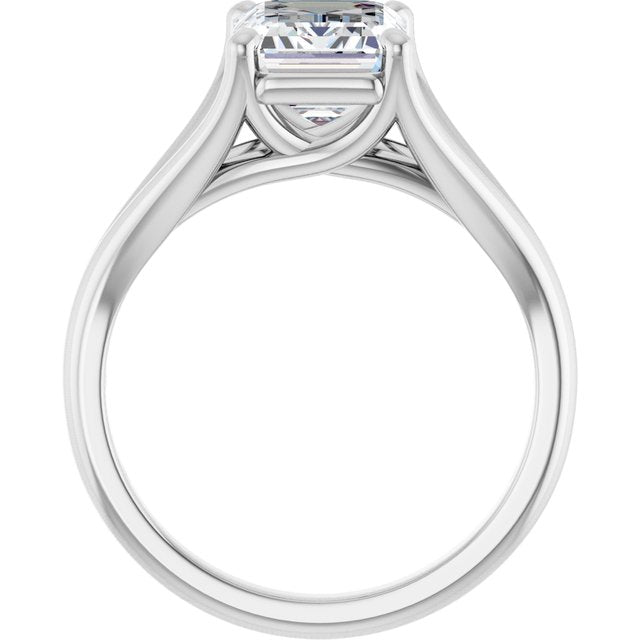 CHICAGO Solitaire Emerald Engagement Ring with Split Band - Platinum - View 2