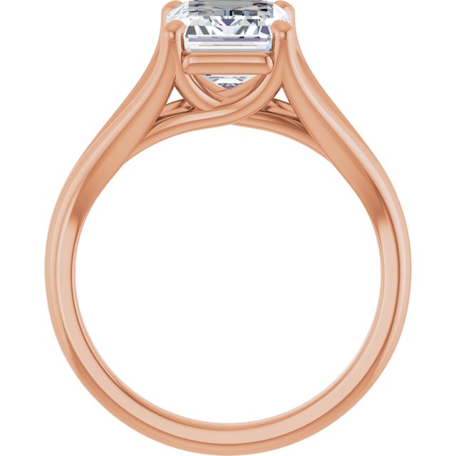 CHICAGO Solitaire Emerald Engagement Ring with Split Band - 18K Rose Gold - View 2