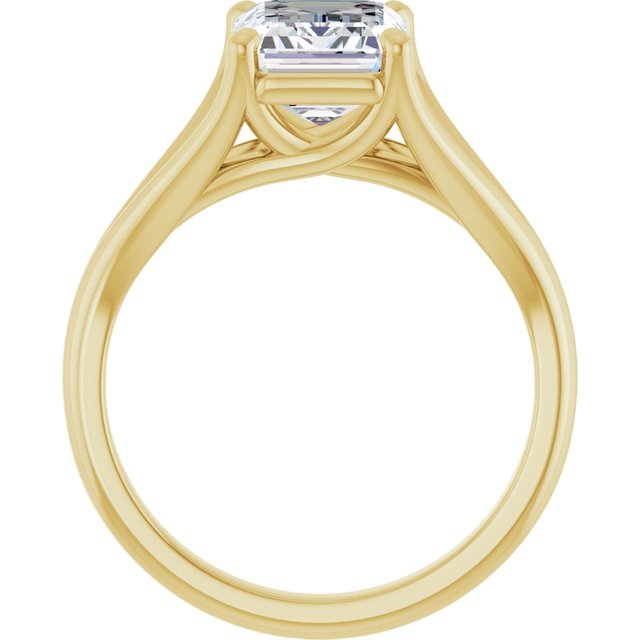 CHICAGO Solitaire Emerald Engagement Ring with Split Band - 18K Yellow Gold - View 2