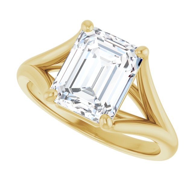 CHICAGO Solitaire Emerald Engagement Ring with Split Band - 18K Yellow Gold - View 5