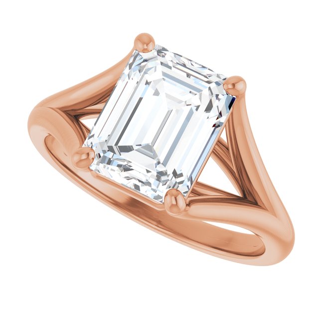 CHICAGO Solitaire Emerald Engagement Ring with Split Band - 18K Rose Gold - View 5