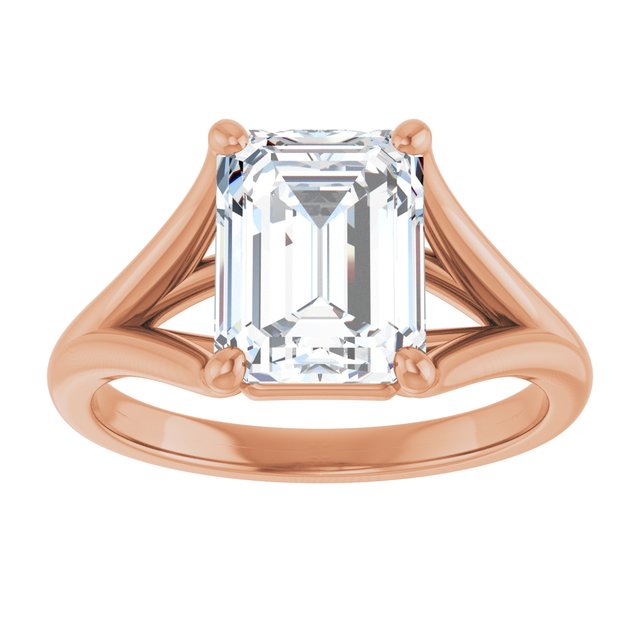 CHICAGO Solitaire Emerald Engagement Ring with Split Band - 18K Rose Gold - View 3