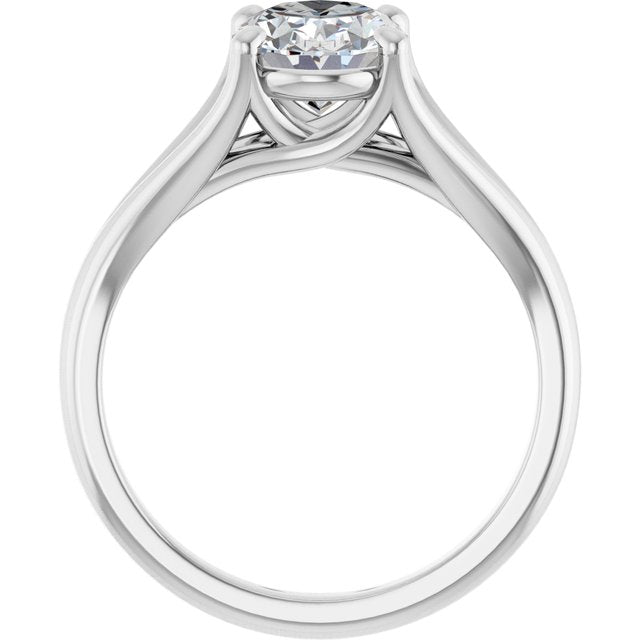 CHICAGO Solitaire Oval Engagement Ring with Split Band - Platinum - View 2
