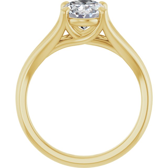 CHICAGO Solitaire Oval Engagement Ring with Split Band - 18K Yellow Gold - View 2