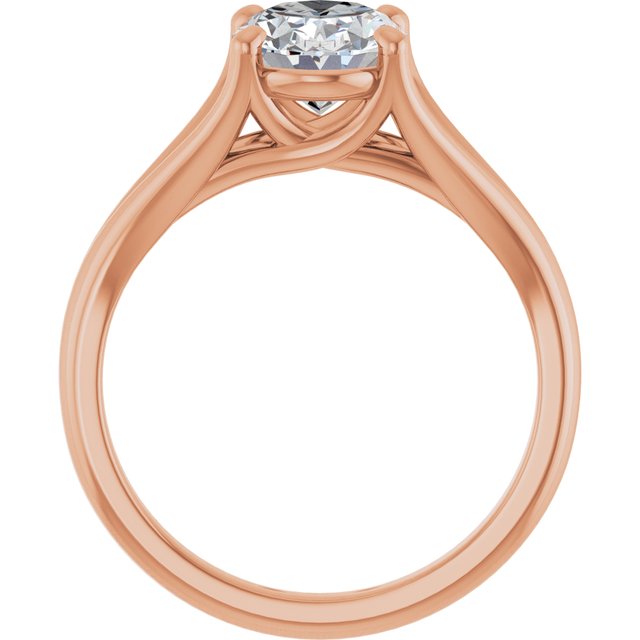 CHICAGO Solitaire Oval Engagement Ring with Split Band - 18K Rose Gold - View 2