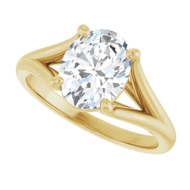 CHICAGO Solitaire Oval Engagement Ring with Split Band - 18K Yellow Gold - View 5
