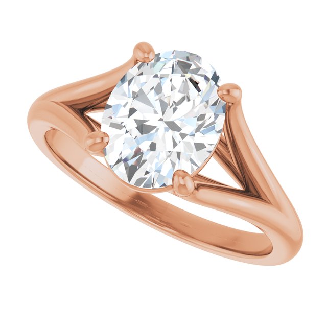 CHICAGO Solitaire Oval Engagement Ring with Split Band - 18K Rose Gold - View 5