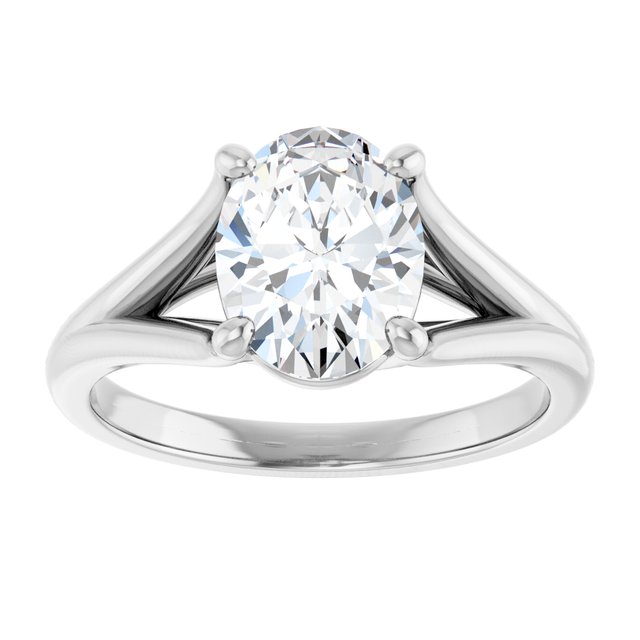 CHICAGO Solitaire Oval Engagement Ring with Split Band - Platinum - View 3