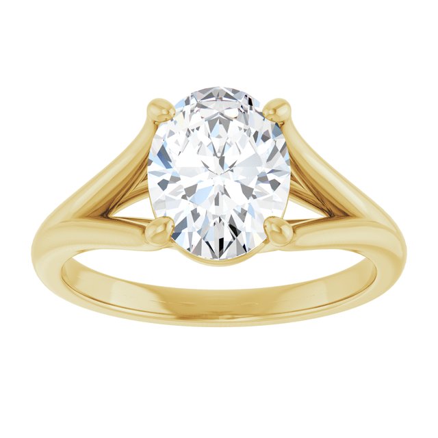 CHICAGO Solitaire Oval Engagement Ring with Split Band - 18K Yellow Gold - View 3