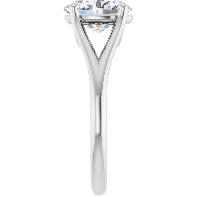 CHICAGO Solitaire Oval Engagement Ring with Split Band - Platinum - View 4