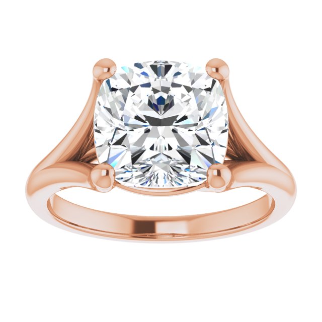 CHICAGO Solitaire Cushion Engagement Ring with Split Band - 18K Rose Gold - View 3