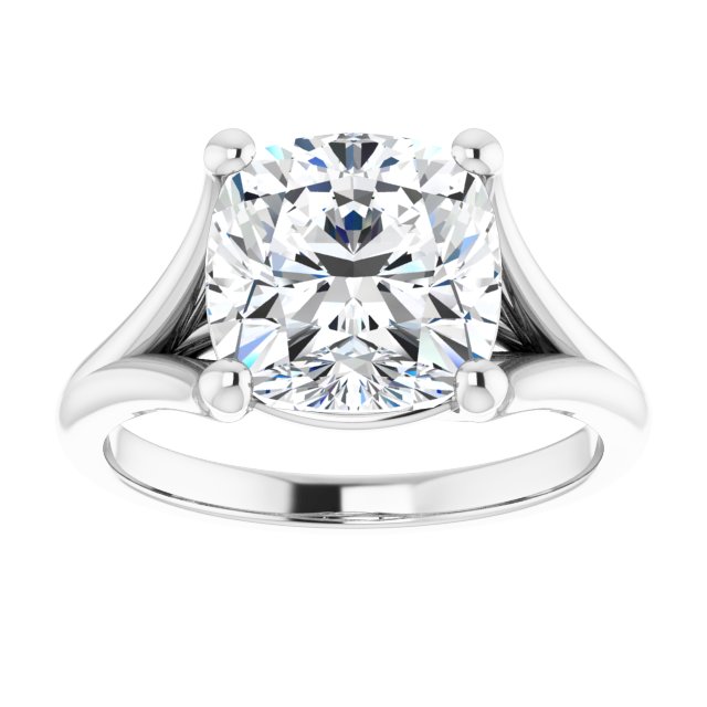 CHICAGO Solitaire Cushion Engagement Ring with Split Band - Platinum - View 3