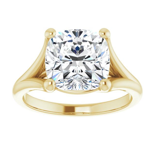 CHICAGO Solitaire Cushion Engagement Ring with Split Band - 18K Yellow Gold - View 3