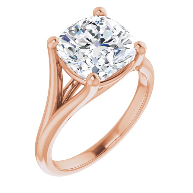 CHICAGO Solitaire Cushion Engagement Ring with Split Band - 18K Rose Gold - View 1
