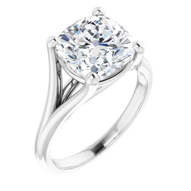 CHICAGO Solitaire Cushion Engagement Ring with Split Band - Platinum - View 1
