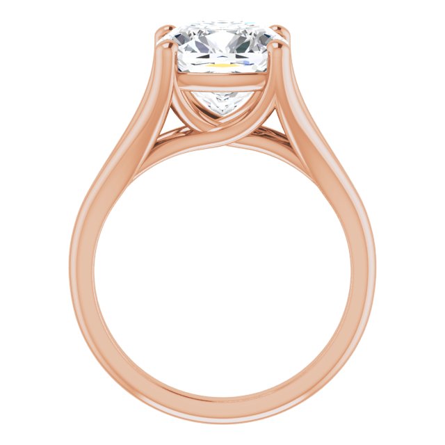 CHICAGO Solitaire Cushion Engagement Ring with Split Band - 18K Rose Gold - View 2