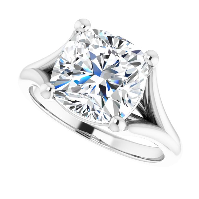 CHICAGO Solitaire Cushion Engagement Ring with Split Band - Platinum - View 5