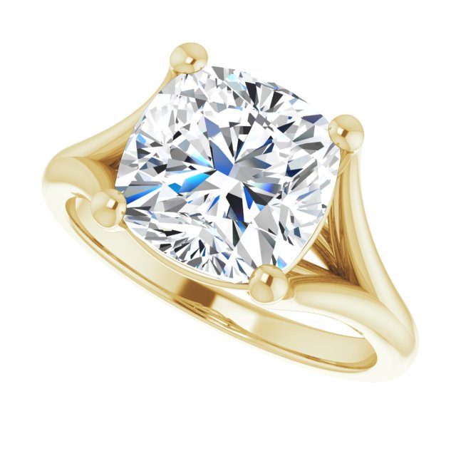CHICAGO Solitaire Cushion Engagement Ring with Split Band - 18K Yellow Gold - View 5