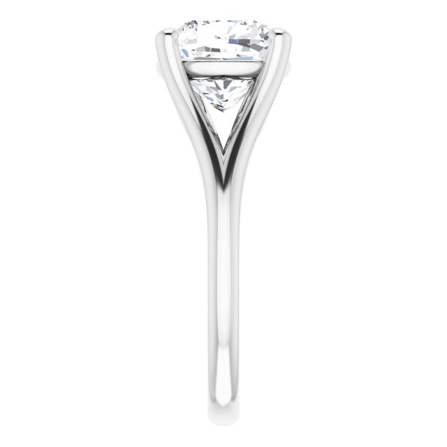 CHICAGO Solitaire Cushion Engagement Ring with Split Band - Platinum - View 4