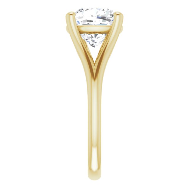 CHICAGO Solitaire Cushion Engagement Ring with Split Band - 18K Yellow Gold - View 4