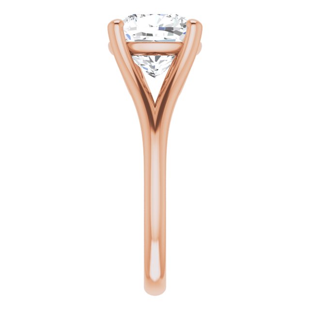 CHICAGO Solitaire Cushion Engagement Ring with Split Band - 18K Rose Gold - View 4