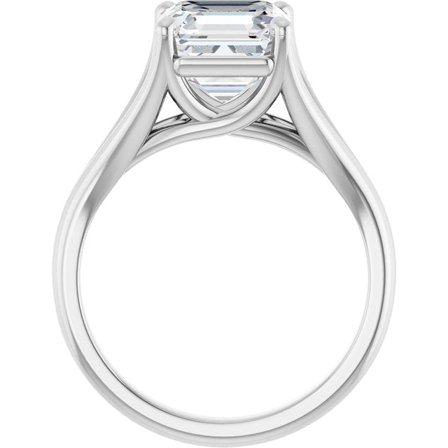 CHICAGO Solitaire Asscher Engagement Ring with Split Band - Platinum - View 2