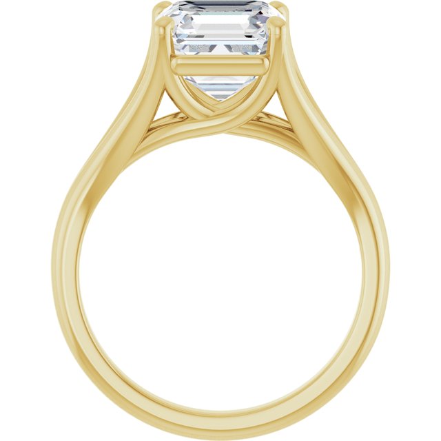 CHICAGO Solitaire Asscher Engagement Ring with Split Band - 18K Yellow Gold - View 2