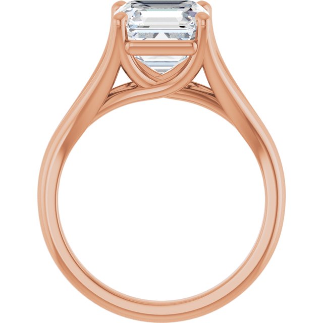 CHICAGO Solitaire Asscher Engagement Ring with Split Band - 18K Rose Gold - View 2
