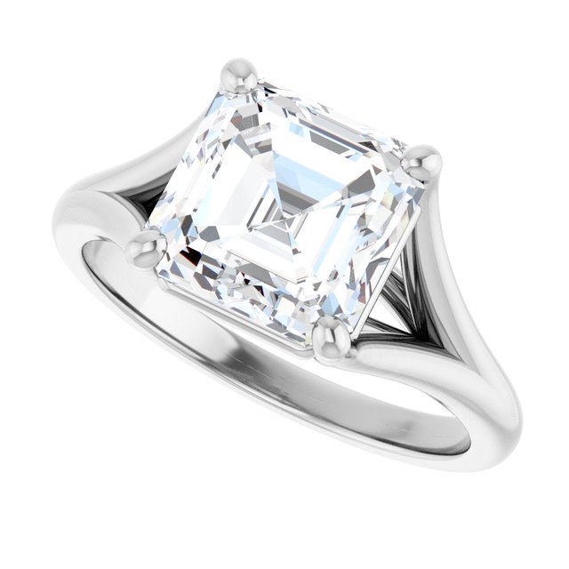 CHICAGO Solitaire Asscher Engagement Ring with Split Band - Platinum - View 5