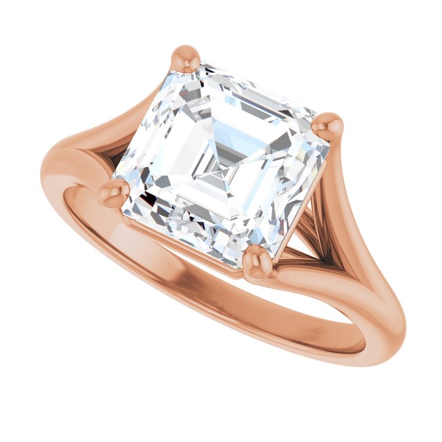 CHICAGO Solitaire Asscher Engagement Ring with Split Band - 18K Rose Gold - View 5