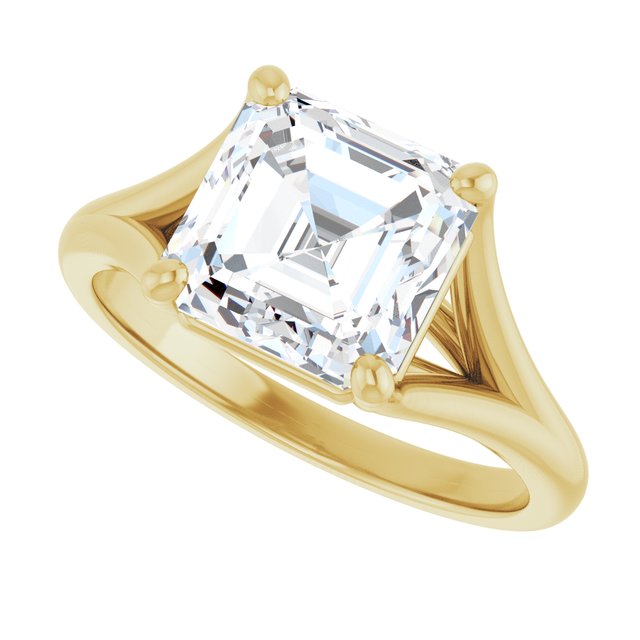 CHICAGO Solitaire Asscher Engagement Ring with Split Band - 18K Yellow Gold - View 5