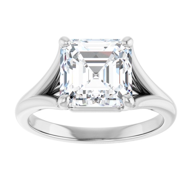 CHICAGO Solitaire Asscher Engagement Ring with Split Band - Platinum - View 3